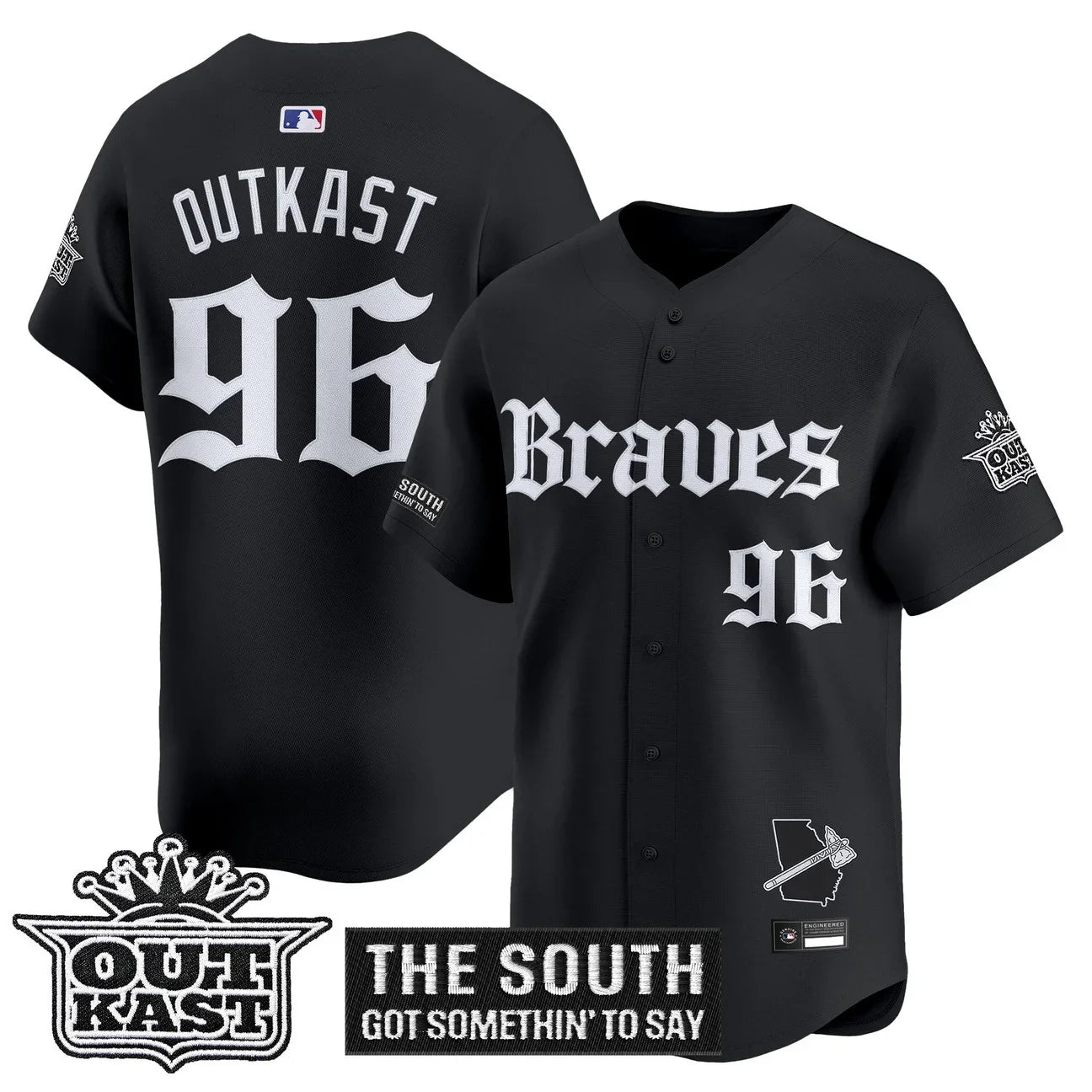 Men's Atlanta Braves 'Gothic South x Outkast Edition' Vapor Premier Limited Jersey V2- All Stitched