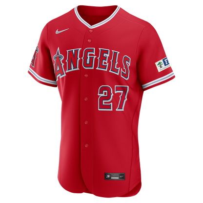 Mike Trout Los Angeles Angels Nike Alternate Authentic Sponsor Patch Jersey - Red