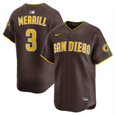 Mens #3 Jackson Merrill San Diego Padres Baseball Jersey