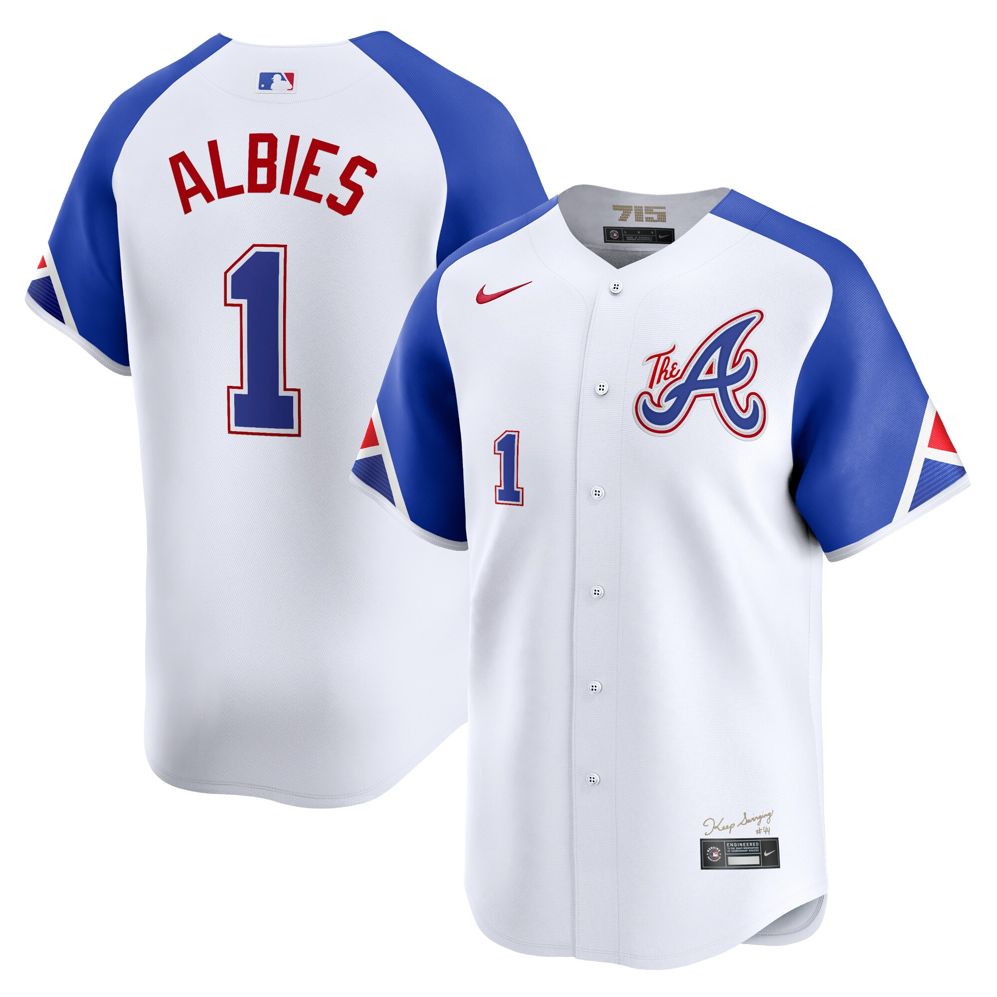 Men's #1 Ozzie Albies Atlanta Braves Baseball Jersey
