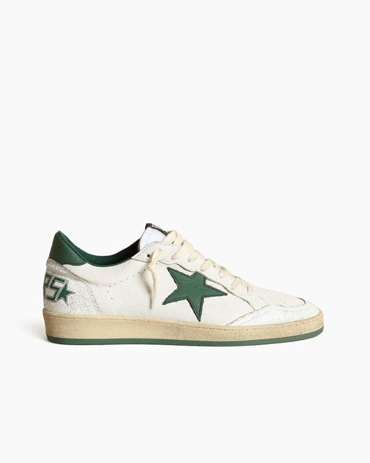 White Nappa Leather Sneaker with Star and Heel Tab