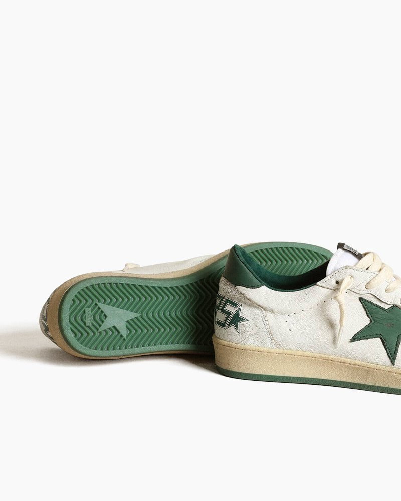 White Nappa Leather Sneaker with Star and Heel Tab
