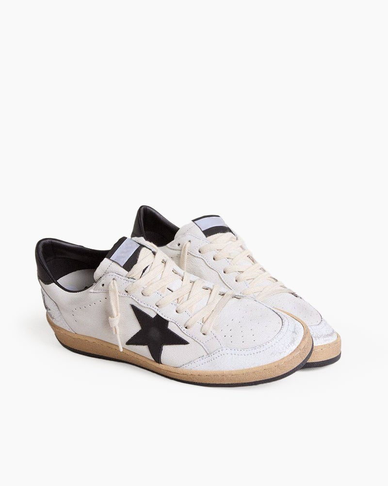 White Nappa Leather Sneaker with Star and Heel Tab