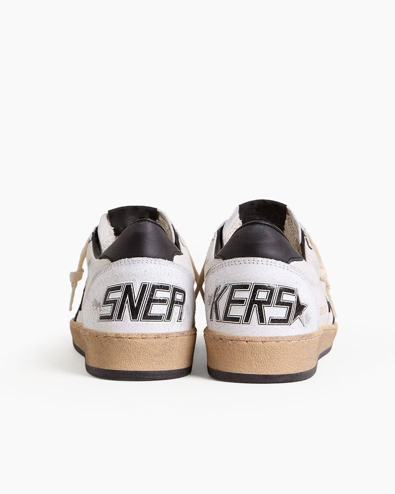 White Nappa Leather Sneaker with Star and Heel Tab