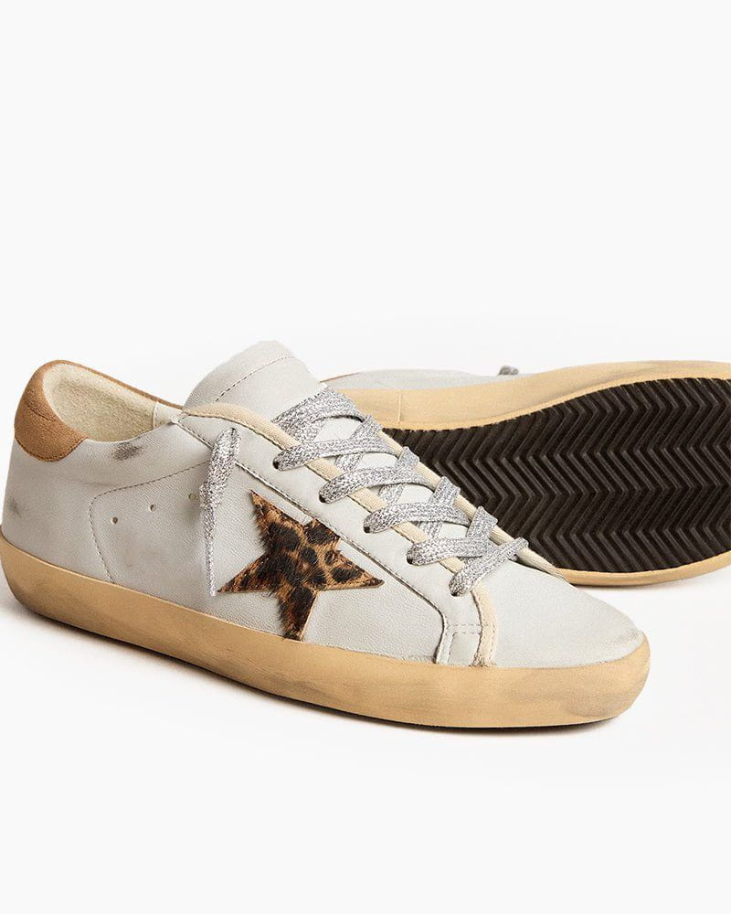 Leopard Print Star Nappa Leather Sneakers