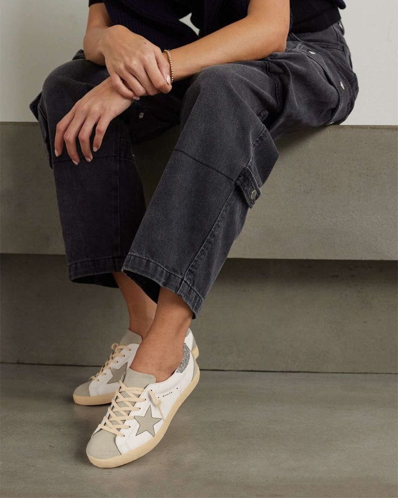 White Nappa Leather Gray Star Sneakers