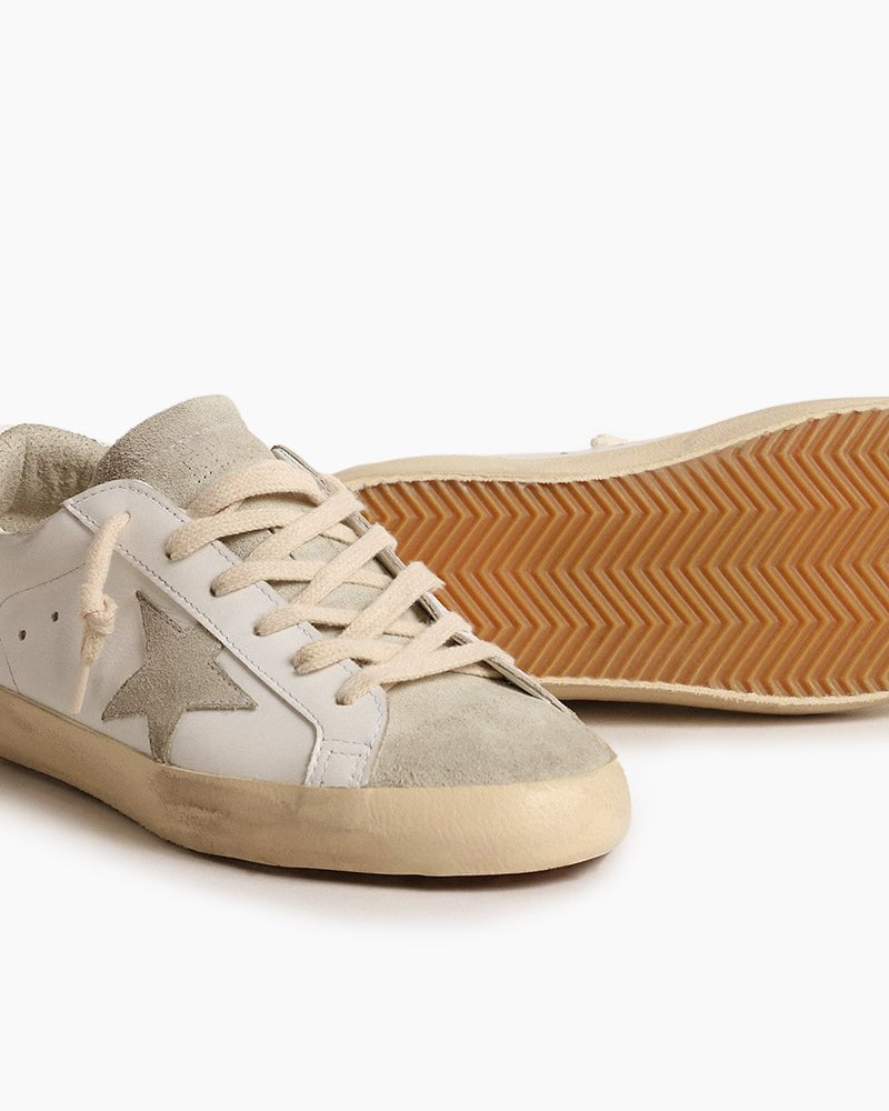 White Nappa Leather Gray Star Sneakers