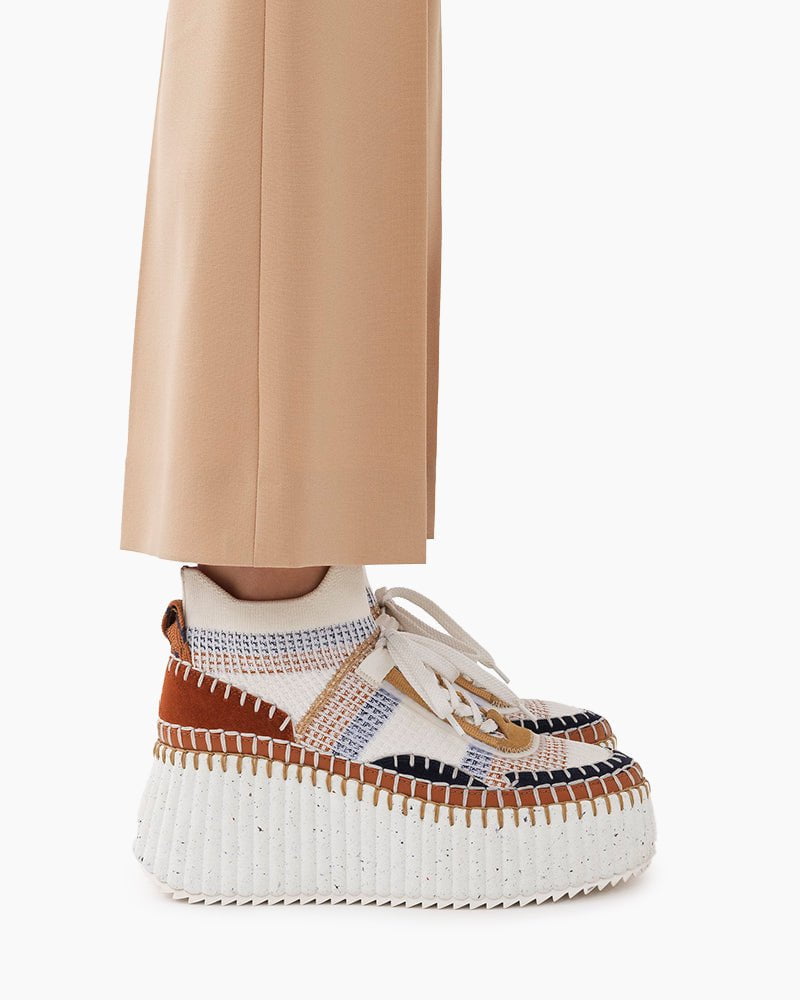 Multicolor Knit Chunky High-Top Platform Sneakers
