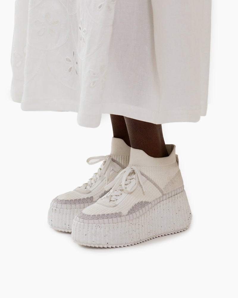 Multicolor Knit Chunky High-Top Platform Sneakers