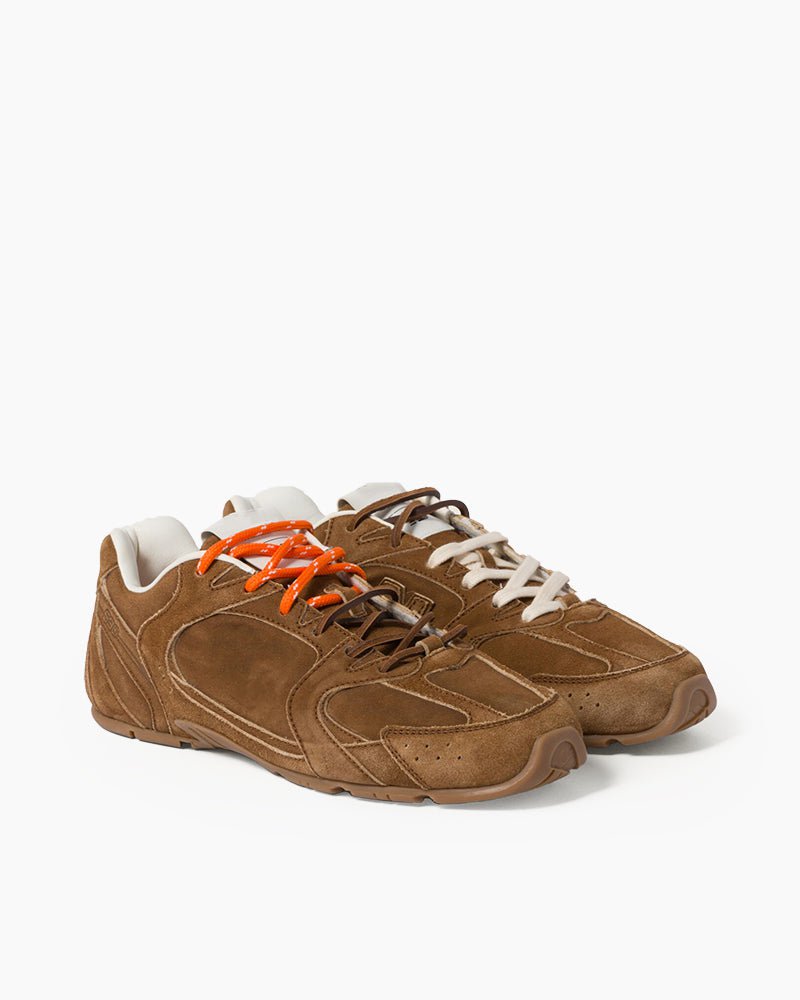 Suede Distressed Finish Mismatched Laces Sneakers