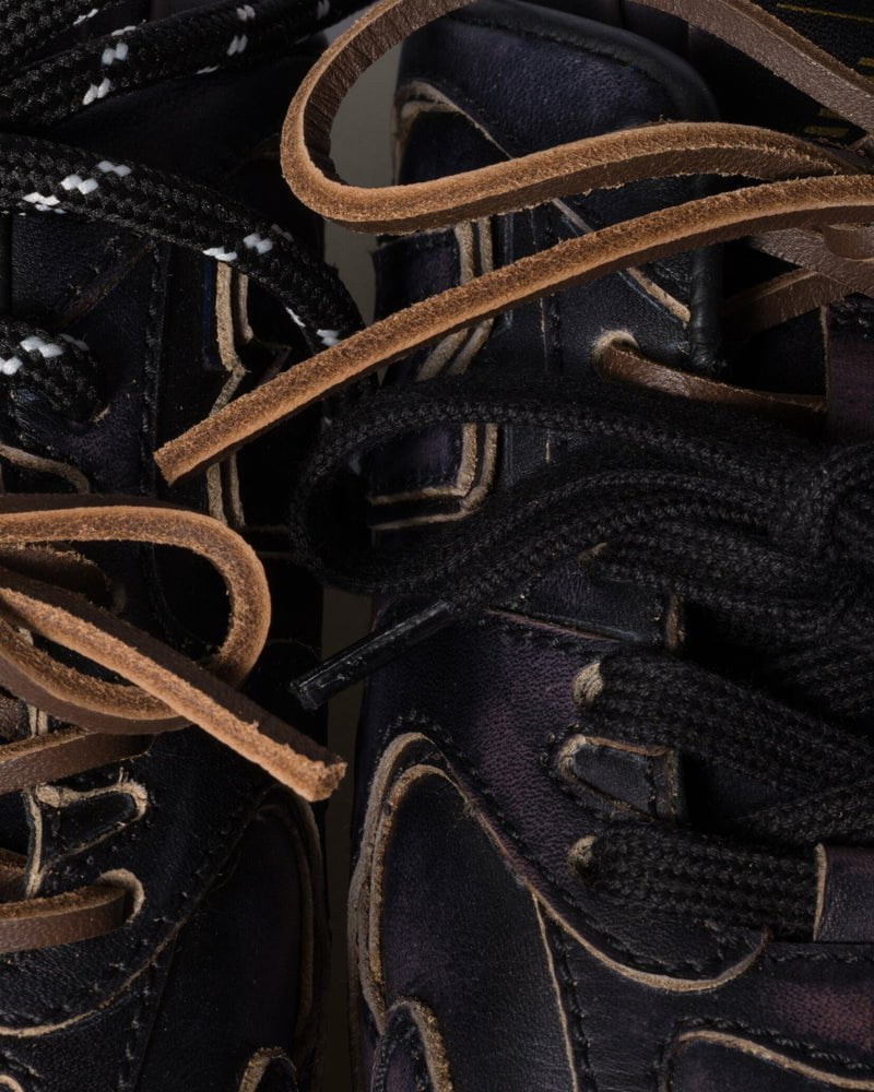 Leather Slip-On Dual-Tone Laces Mule Sneakers