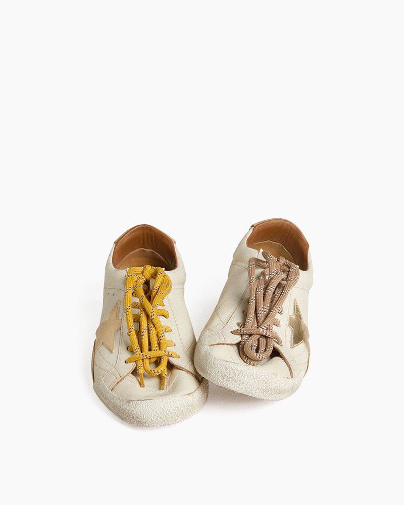 Gold Star White Nappa Leather Sneakers