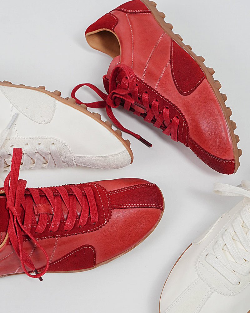 Retro Suede Nappa Leather Textured Sole Sneakers