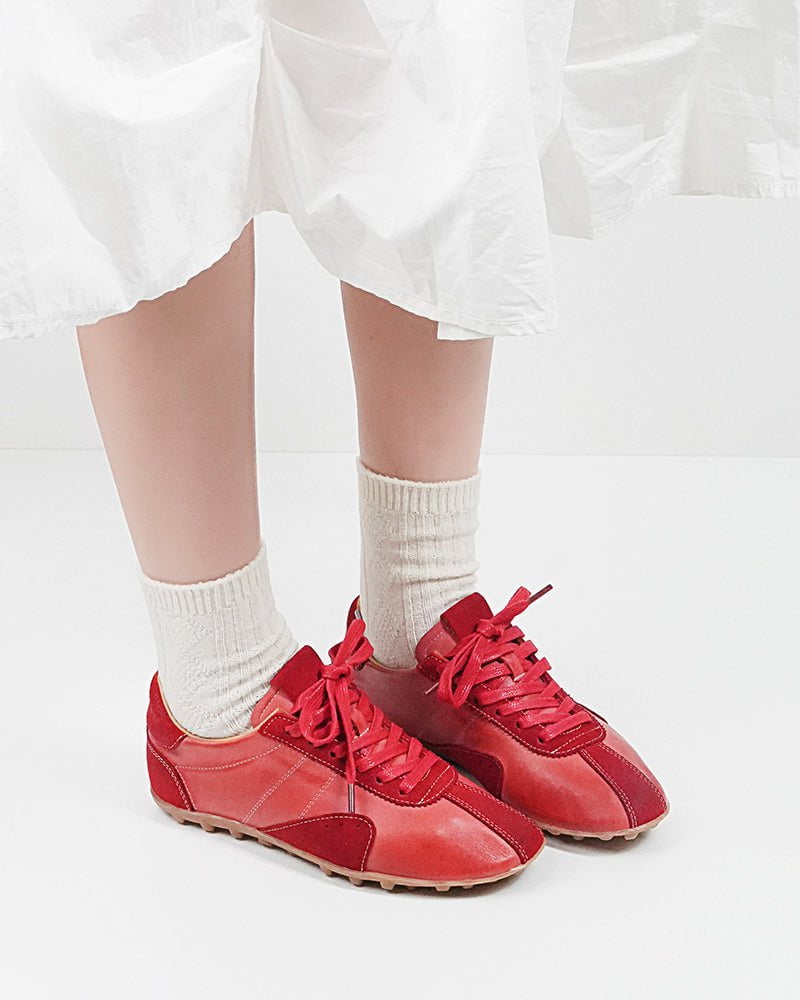 Retro Suede Nappa Leather Textured Sole Sneakers