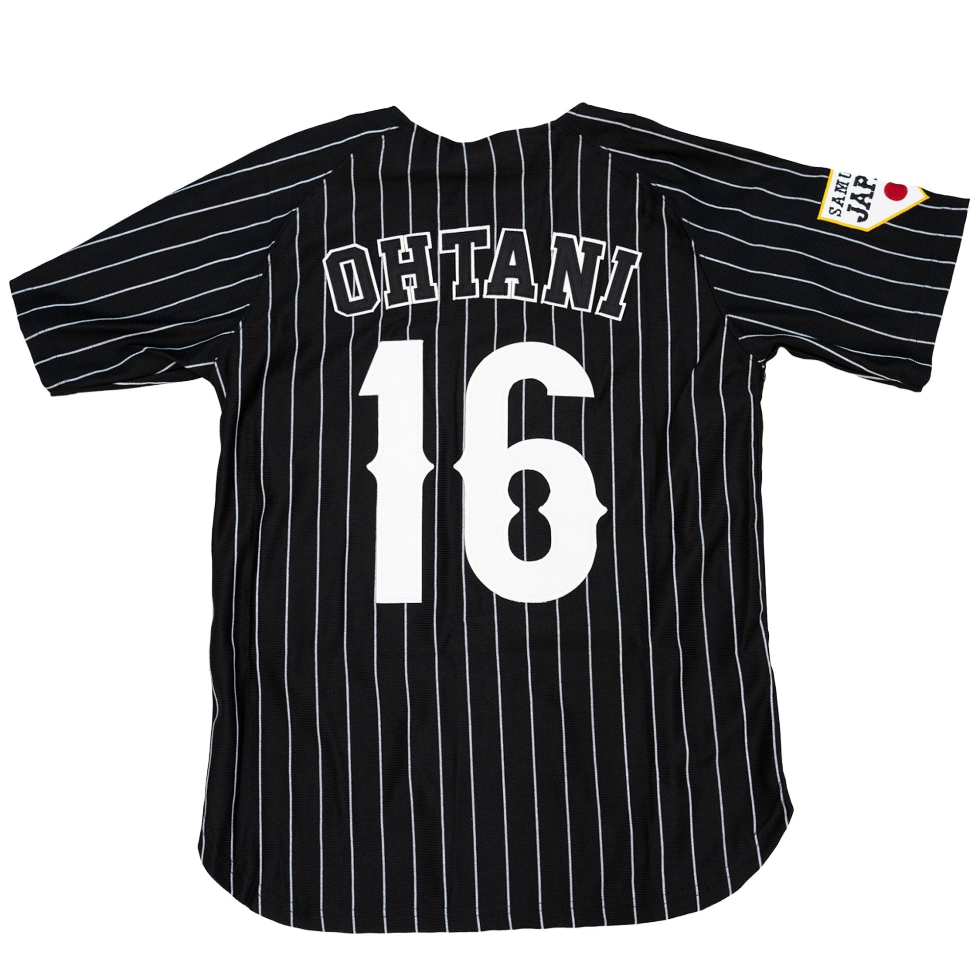 JAPAN NATIONAL BASEBALL OHTANI LA PINSTRIPES BUTTON DOWN JERSEY (BLACK/WHITE)