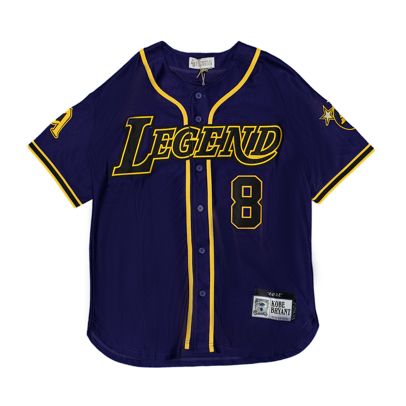 LEGEND KOBE BRYANT BUTTON DOWN BASEBALL JERSEY (PURPLE)