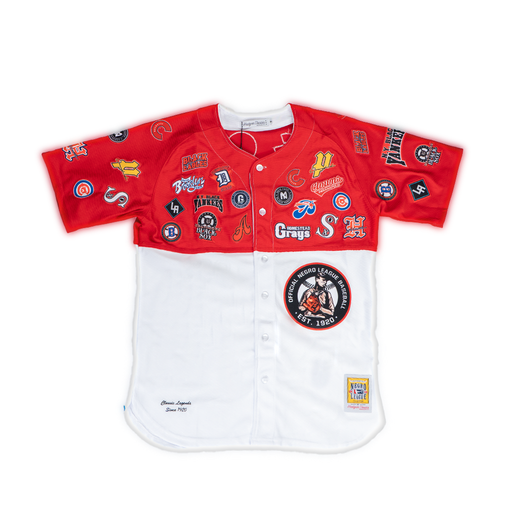 NEGRO LEAGUE BUTTON DOWN COLLAGE FRONT PATCH BASEBALL JERSEY