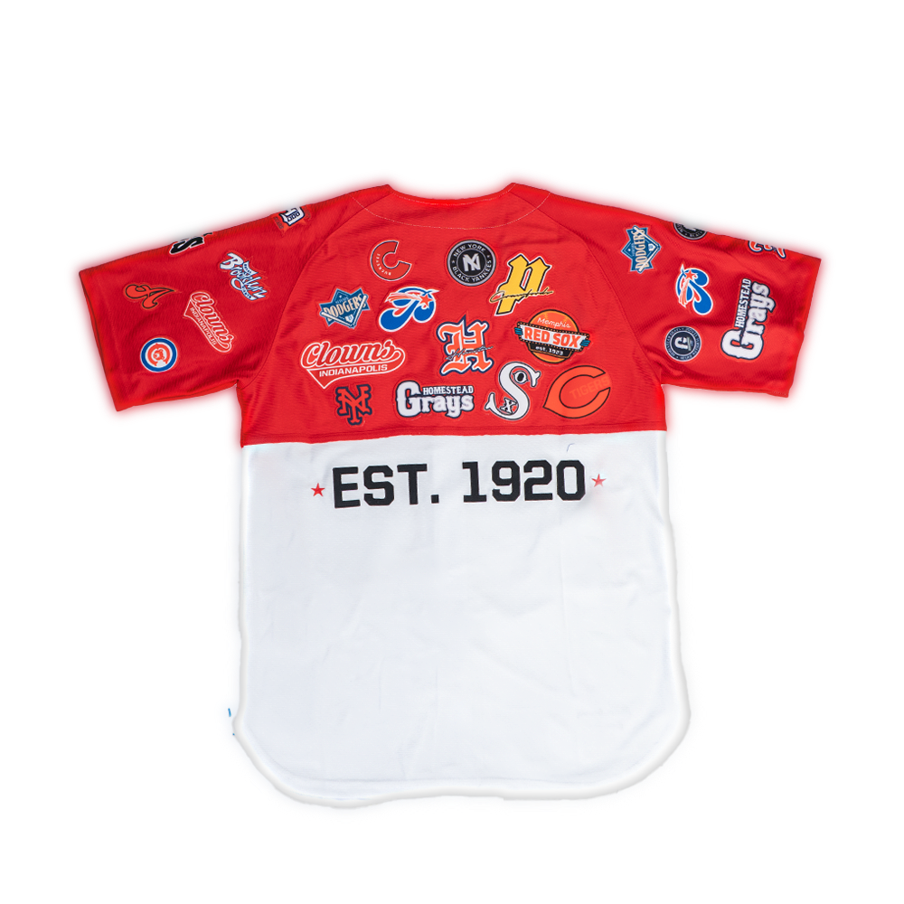 NEGRO LEAGUE BUTTON DOWN COLLAGE FRONT PATCH BASEBALL JERSEY