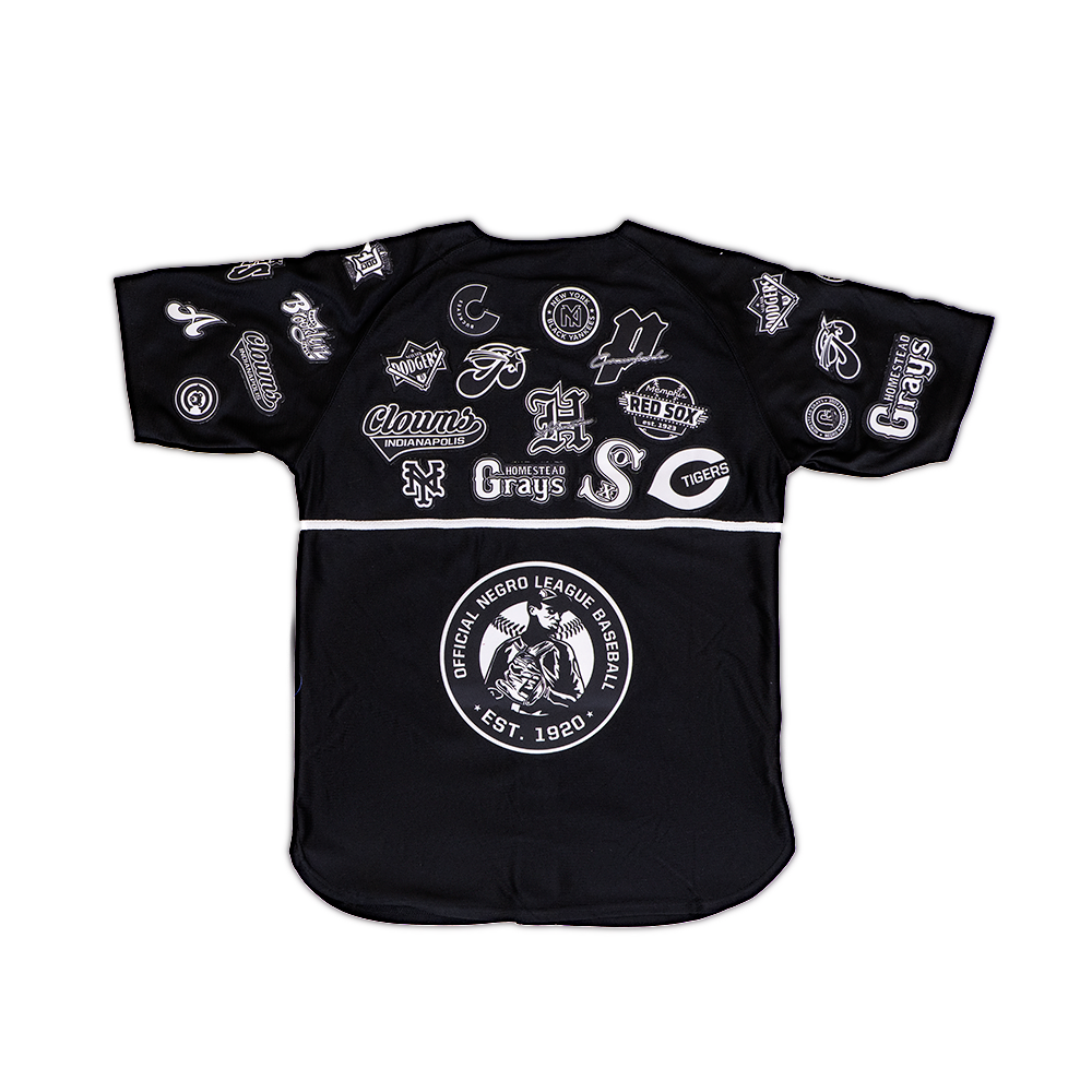 NEGRO LEAGUE COLLAGE BUTTON DOWN JERSEY (BLACK)