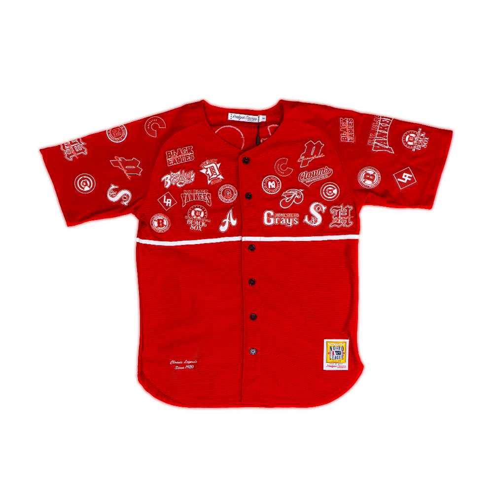 NEGRO LEAGUE COLLAGE BUTTON DOWN JERSEY (RED)