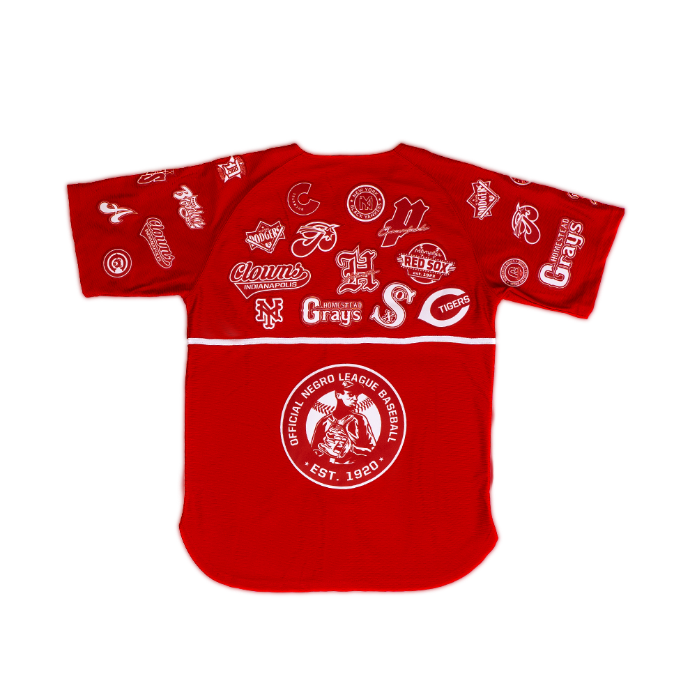 NEGRO LEAGUE COLLAGE BUTTON DOWN JERSEY (RED)