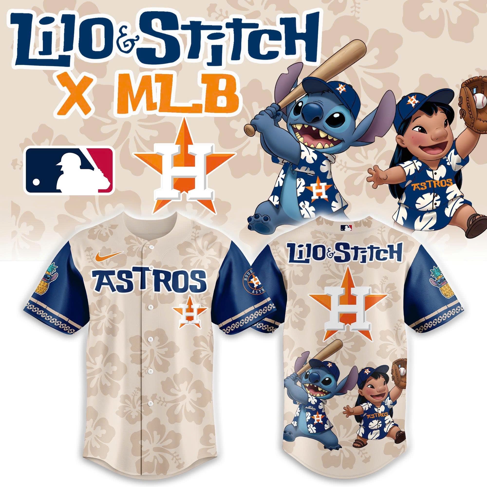Houston Astros Lilo & Stitch Baseball Jersey