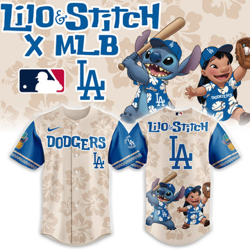 Los Angeles Dodgers Lilo & Stitch Baseball Jersey