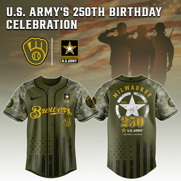 Milwaukee Brewers MLB 250th anniversary US Army Jersey