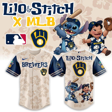 Milwaukee Brewers Lilo & Stitch Baseball Jersey