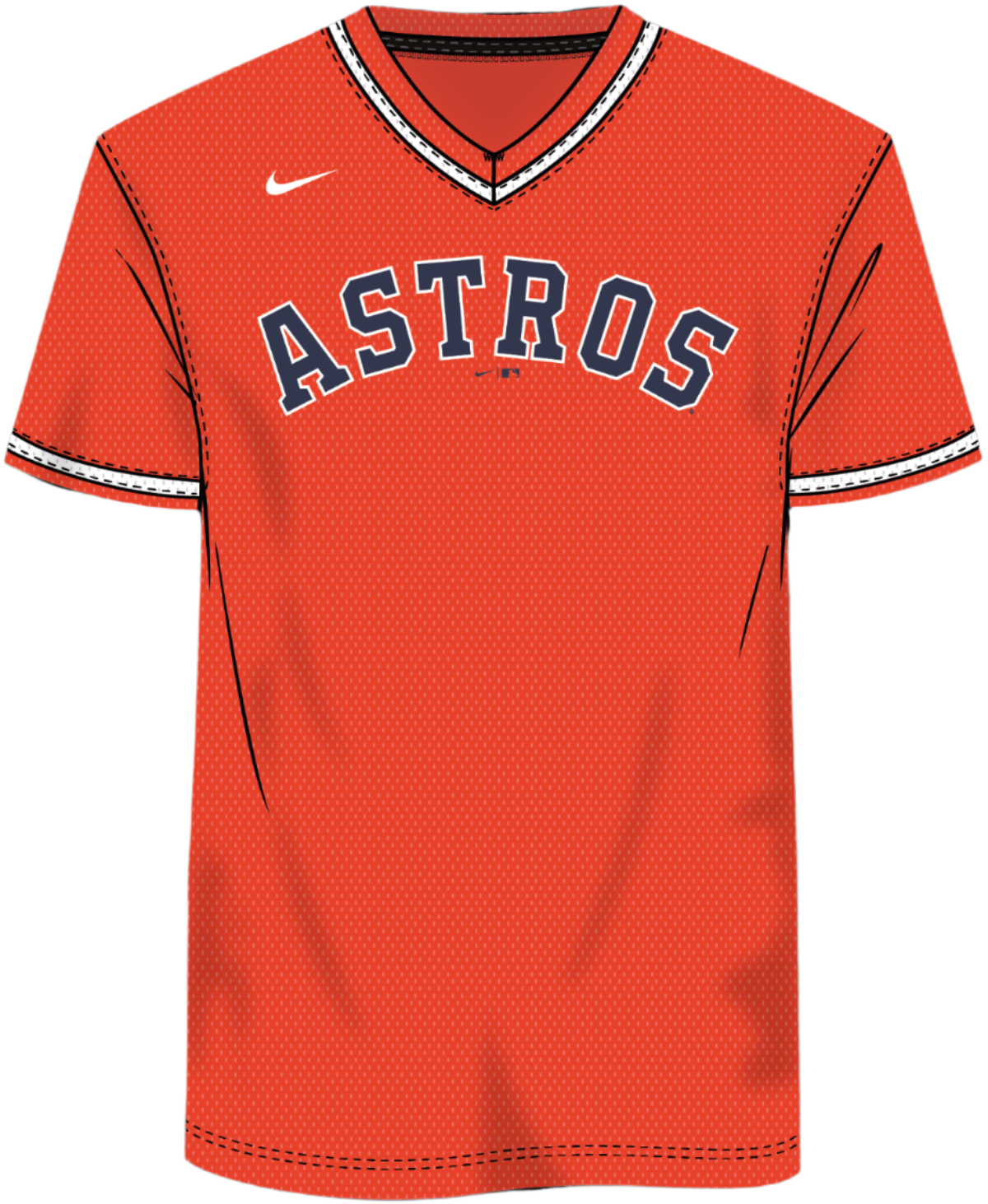 Oversize - Nike Houston Astros Men's MLB Institutional V-Neck SS Synthetic Jersey