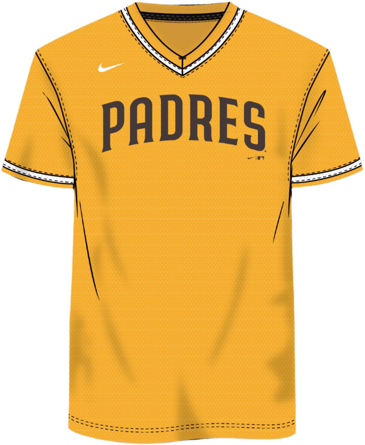 Oversize - Nike San Diego Padres Men's MLB Institutional V-Neck SS Synthetic Jersey