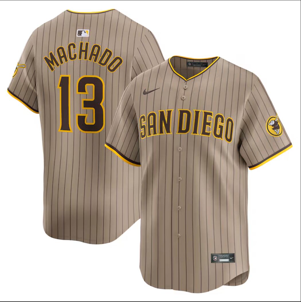 Mens #13 Manny Machado San Diego Padres Baseball Jersey