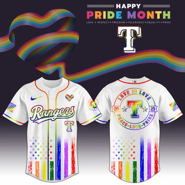 Texas Rangers Happy Pride Month Baseball Jersey