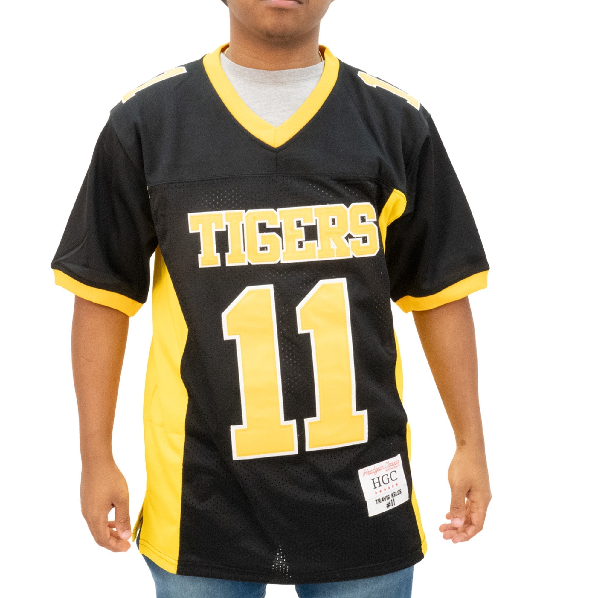 TRAVIS KELCE BLACK HIGH SCHOOL FOOTBALL JERSEY (BLACK/HIGH VISIBILITY)