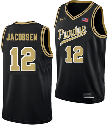 Men's #12 Daniel Jacobsen Purdue Boilermakers College Basketball Jersey