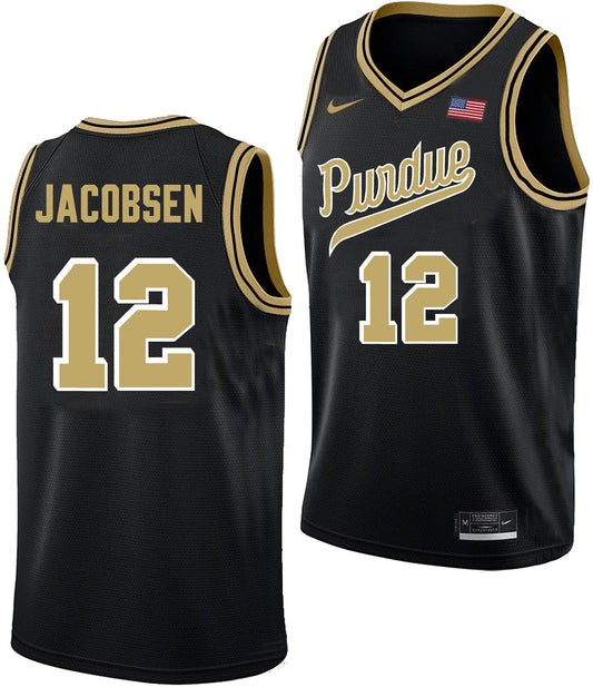 Men's #12 Daniel Jacobsen Purdue Boilermakers College Basketball Jersey