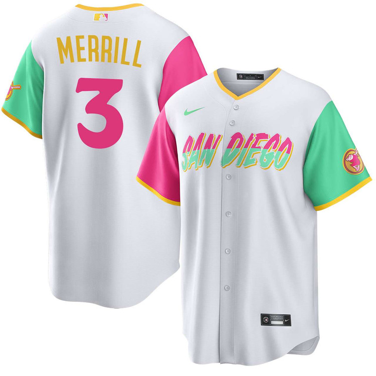 Mens #3 Jackson Merrill San Diego Padres Baseball Jersey