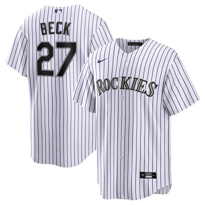 Jordan Beck Colorado Rockies Nike Home Replica Jersey - White