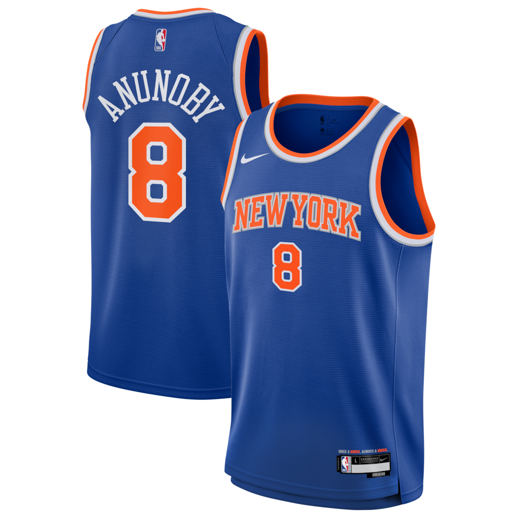Men's #8 OG Anunoby New York Knicks Basketball Jersey