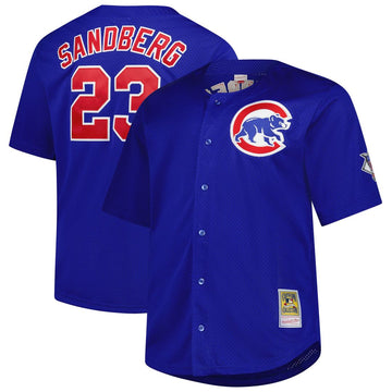 Ryne Sandberg Chicago Cubs Mitchell & Ness Big & Tall Cooperstown Mesh Batting Practice Jersey - Royal
