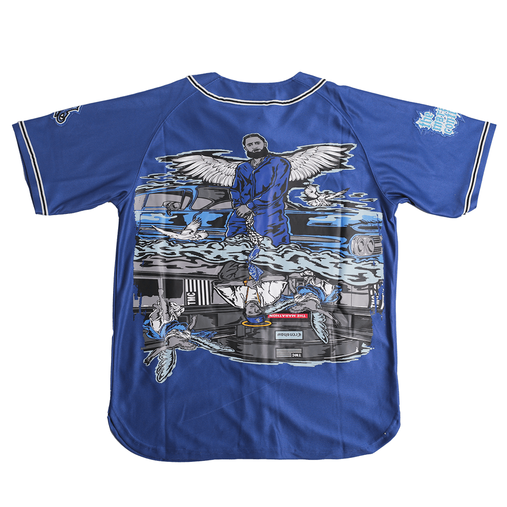BRAND X THE MARATHON CONTINUES BASEBALL JERSEY (ROYAL)