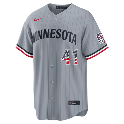 Joe Ryan Minnesota Twins Nike USA 250 Fourth of July Road Stadium Jersey - Gray