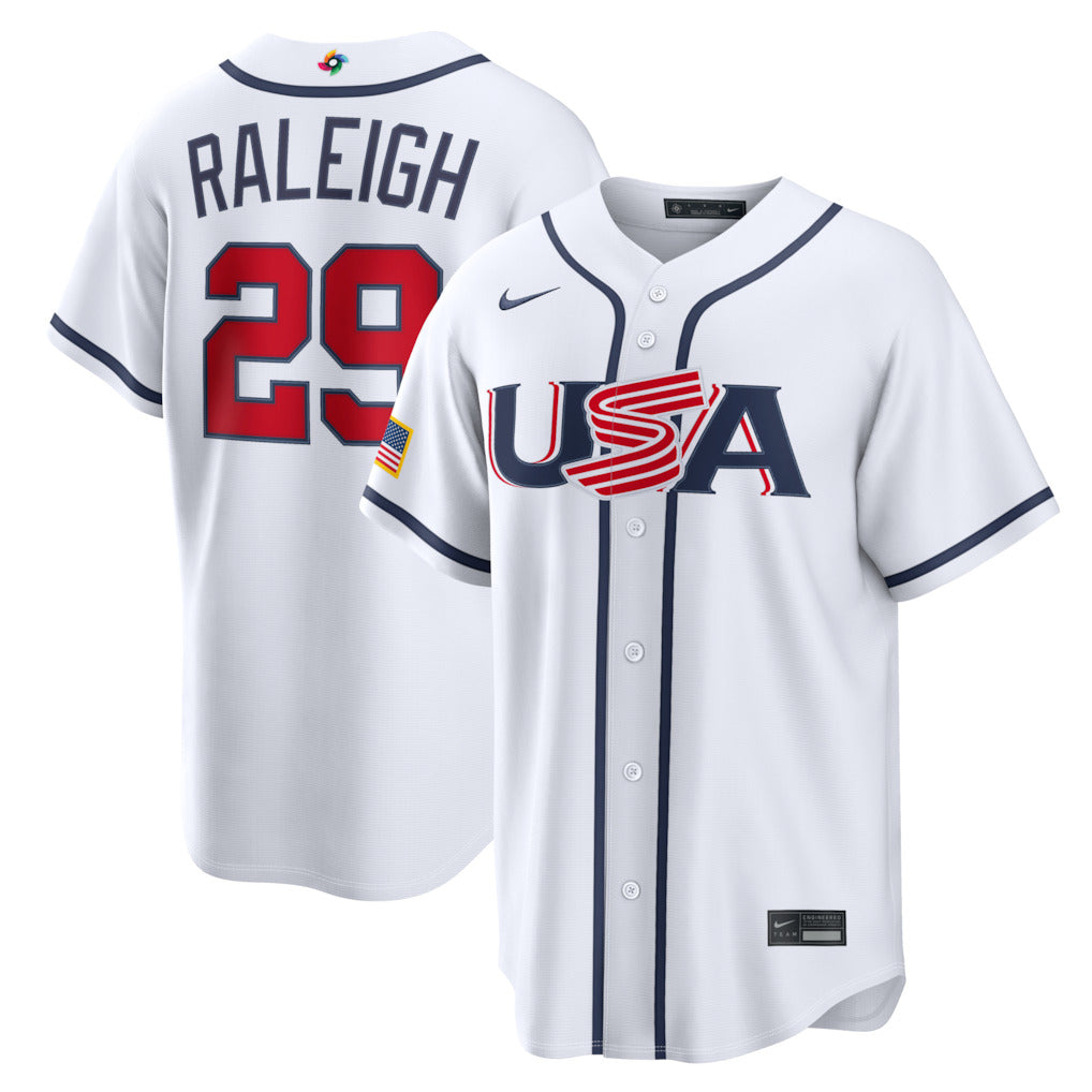 Men's #29 Cal Raleigh USA 2026 World Baseball Classic Baseball Jersey