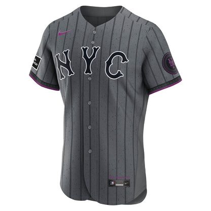 Francisco Lindor New York Mets Nike City Connect Authentic Sponsor Patch Jersey - Gray