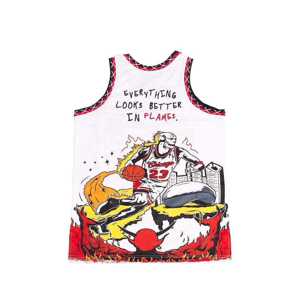 BRAND X CHICAGO IN FLAMES BASKETBALL JERSEY (WHITE)