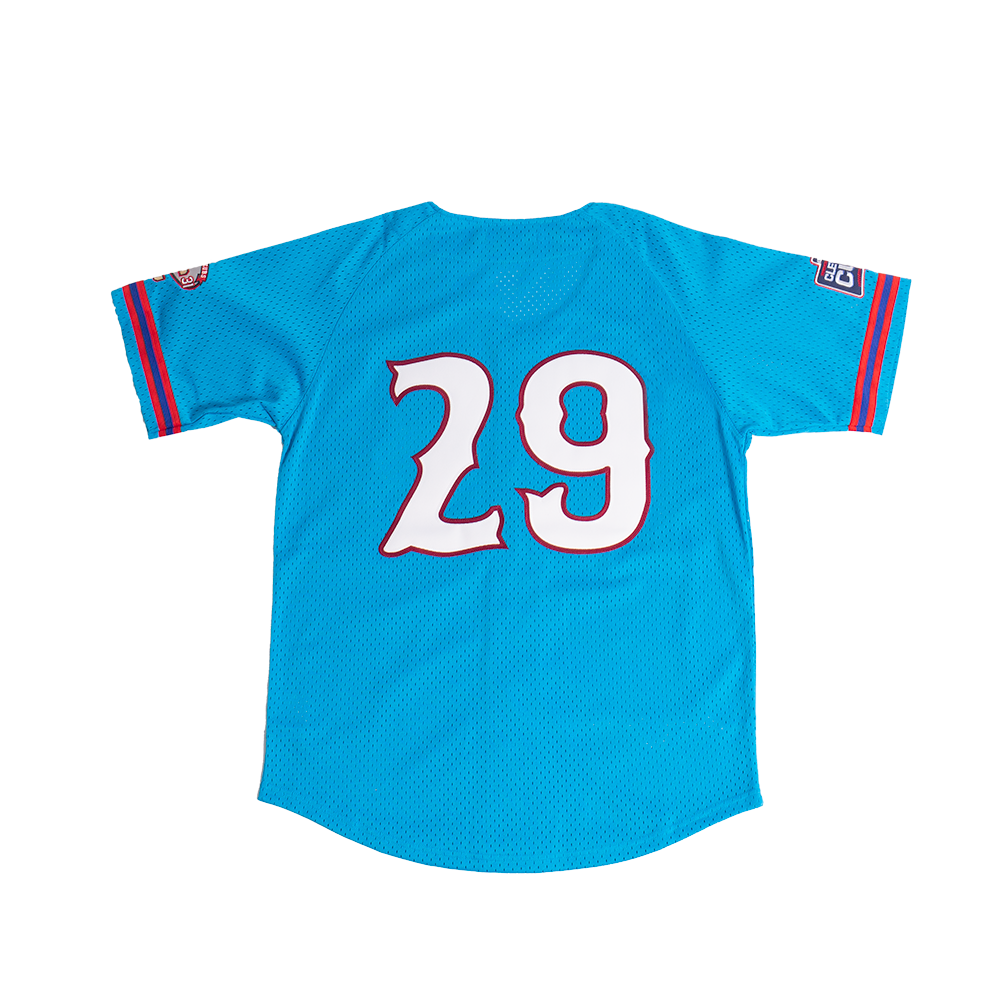 CLEVELAND CUBS BUTTON DOWN BATTING PRACTICE BASEBALL JERSEY ROYAL