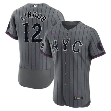 Francisco Lindor New York Mets Nike City Connect Authentic Sponsor Patch Jersey - Gray