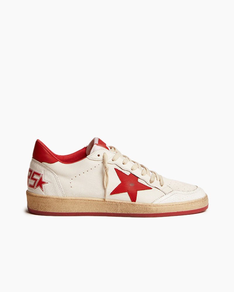 White Nappa Leather Sneaker with Star and Heel Tab