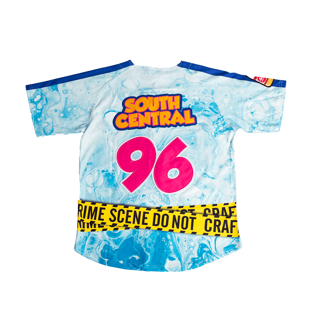 DONT BE A MENACE BUTTON DOWN BASEBALL JERSEY (BLUE)