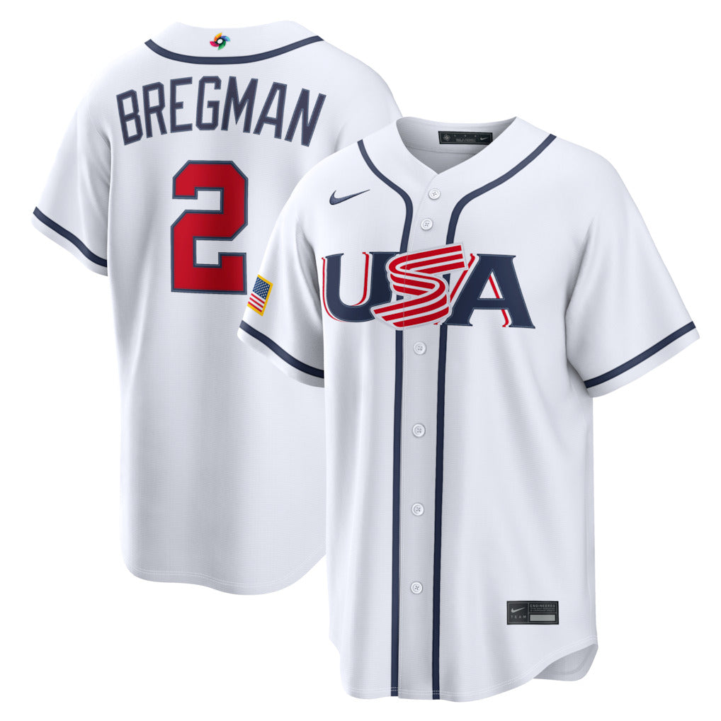 Men's #2 Alex Bergman USA 2026 World Baseball Classic Baseball Jersey